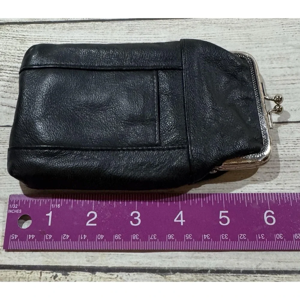 Vintage Black Leather Kiss Lock w/ Pockets Cigarette Case 6